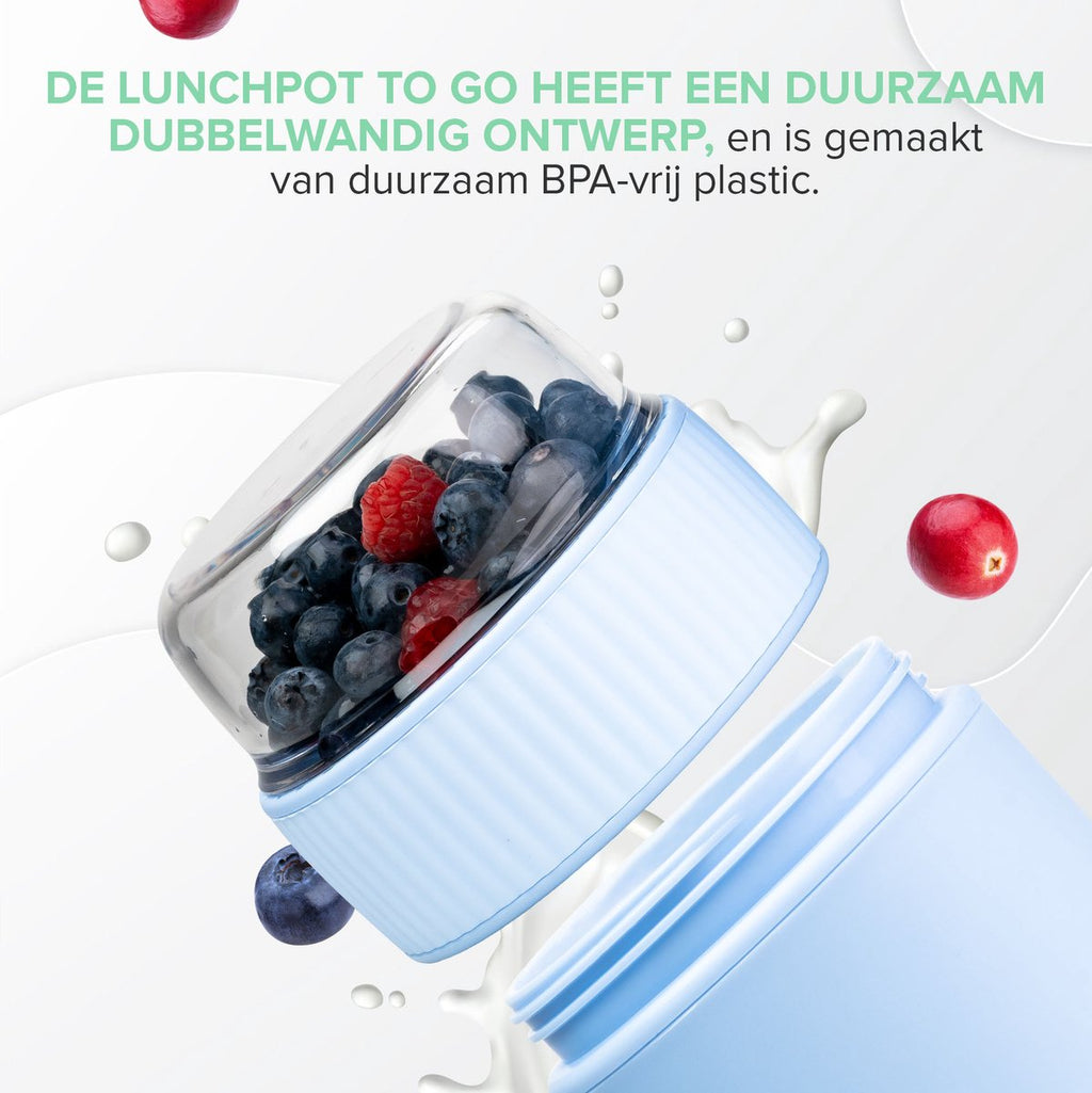  Coninx Yoghurtbeker To Go - Muesli Beker To Go - Lunchbeker - Mueslibeker 640ml ( 450ml+190ml ) - Blauw
