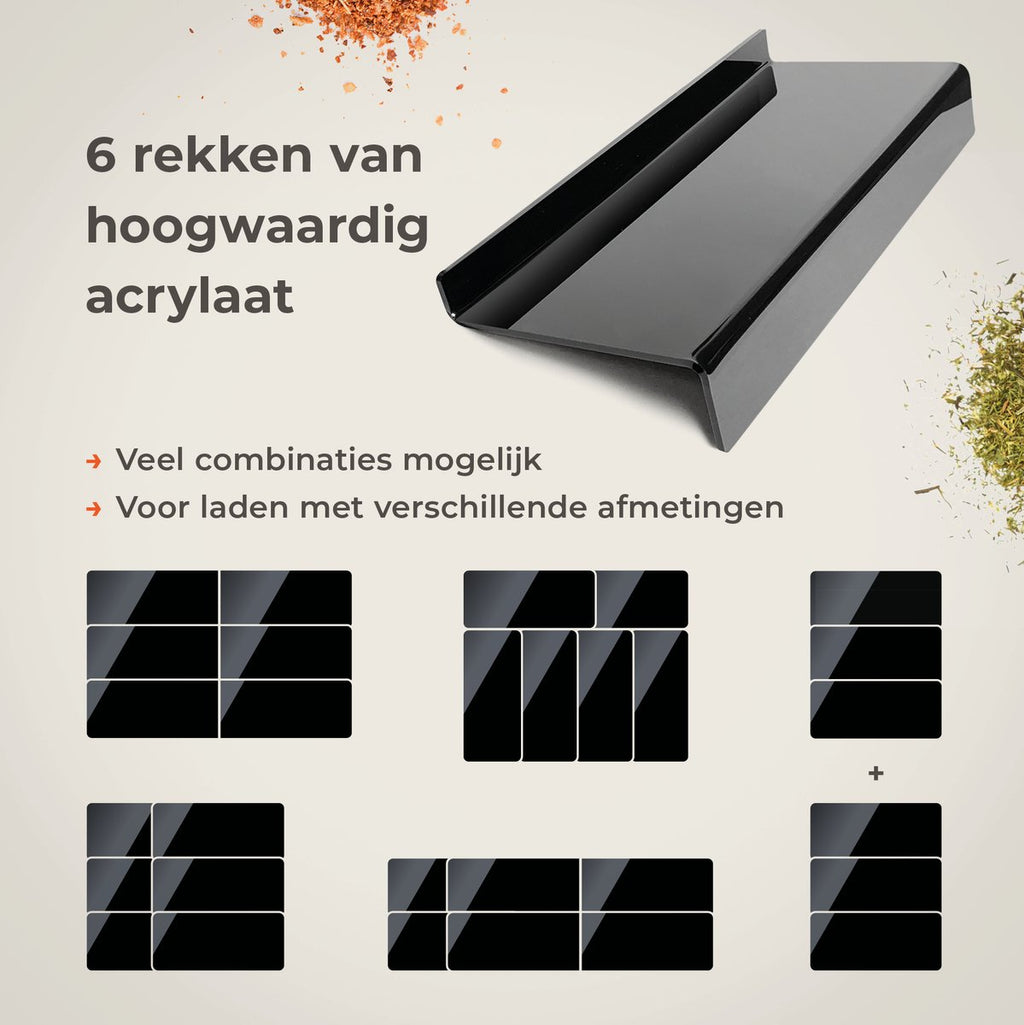  Goedewaere Kruidenrek Lade - 6 Stuks - Keuken Organizers - Keukenlade Organiser - Kruiden Organizer - Uitschuifbaar - Kunststof