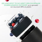  Coninx Yoghurtbeker To Go - Muesli Beker To Go - Lunchbeker - Mueslibeker 640ml (450ml+190ml) - Zwart