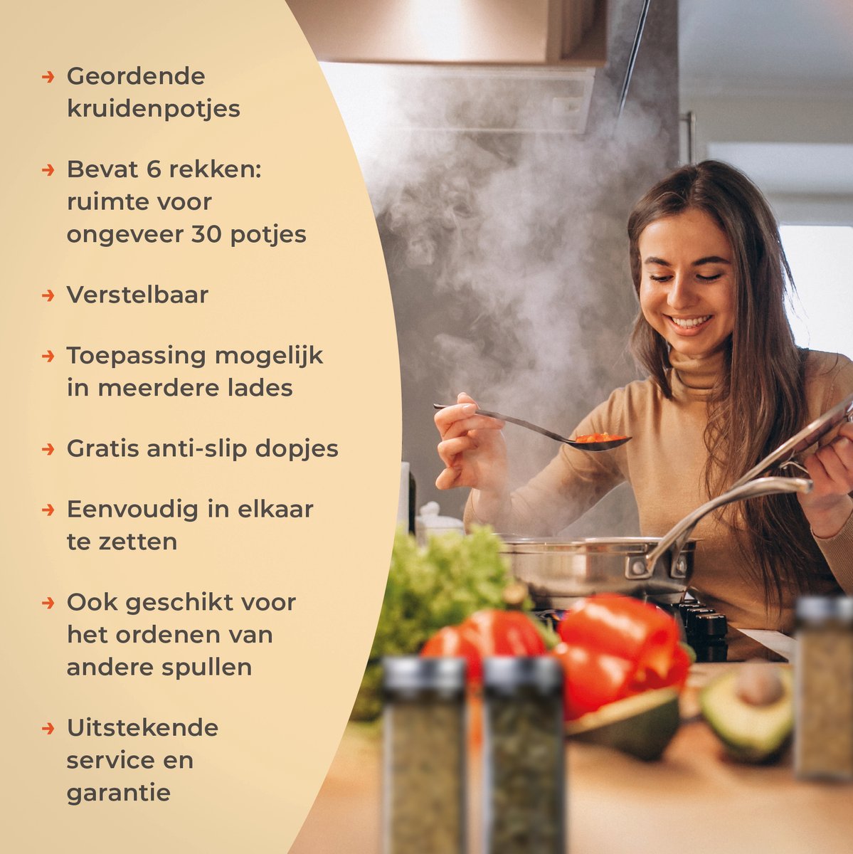  Goedewaere Kruidenrek Lade - 6 Stuks - Keuken Organizers - Keukenlade Organiser - Kruiden Organizer - Uitschuifbaar - Kunststof