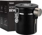  Koffie Bewaarbus Luchtdicht Met CO2 Uitlaat - Koffieblik Bewaarblik Voor 500 Gr Koffiebonen - Zwart - 1.2L
