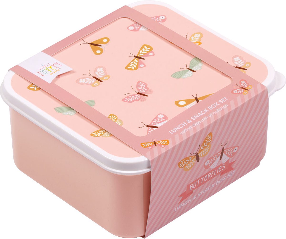  A Little Lovely Company - Brooddoos - Broodtrommel - Lunch &amp; Snack Box Set Van 4 - Vlinders