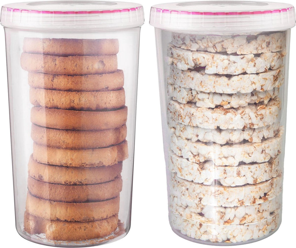  Lock&amp;Lock Beschuitbus - Bewaardoos Voor Beschuit - Rijstwafel Bewaarbus - Voorraadbussen - Set Van 2 Stuks - 1,9 Liter - Transparant