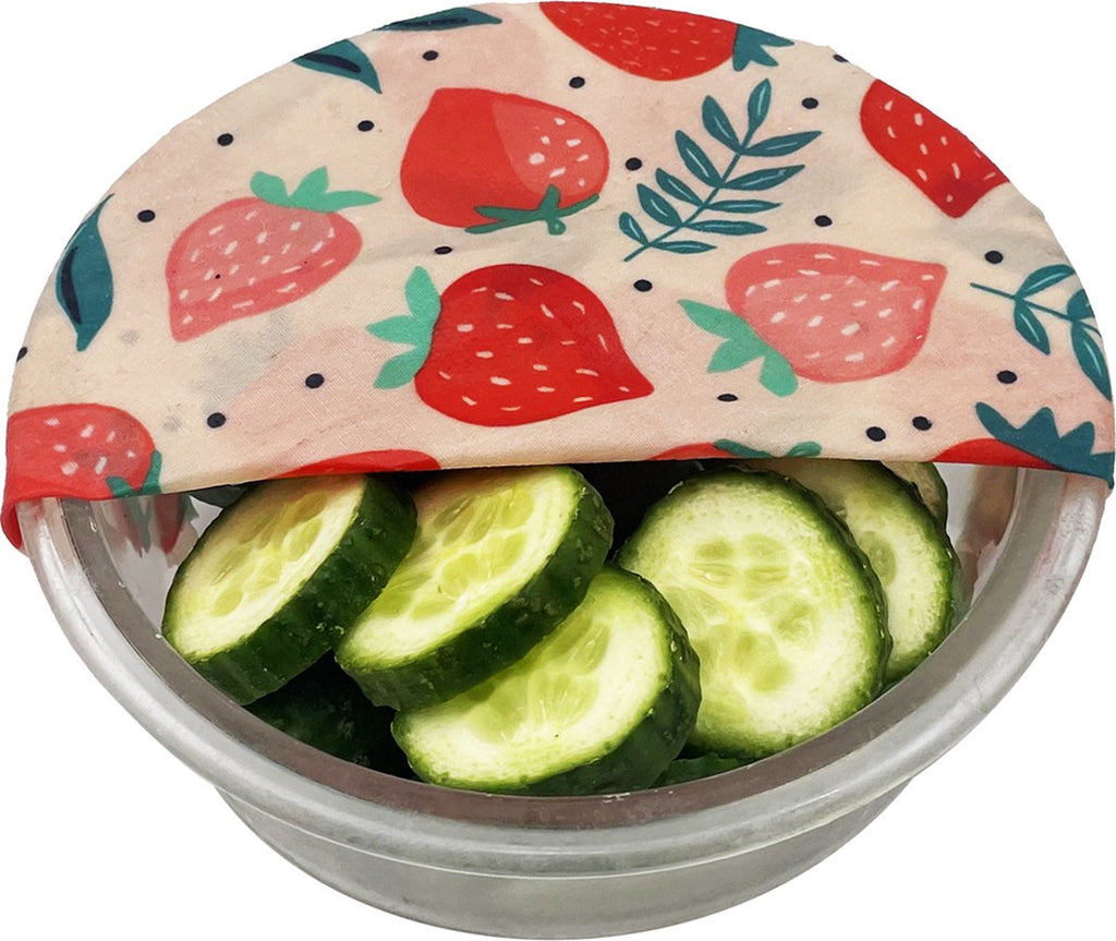  Bijenwas Wraps (Bijenwas Doek) - "rode Aardbei" Set Van 3 - 1S, 1M, 1L - Beeswax Wraps - Herbruikbaar Boterhamzakje - Bee Wrap - Beewax - Bijenwasdoek - Zero Waste - Duurzaam Cadeau