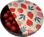  Bijenwas Wraps (Bijenwas Doek) - "rode Aardbei" Set Van 3 - 1S, 1M, 1L - Beeswax Wraps - Herbruikbaar Boterhamzakje - Bee Wrap - Beewax - Bijenwasdoek - Zero Waste - Duurzaam Cadeau