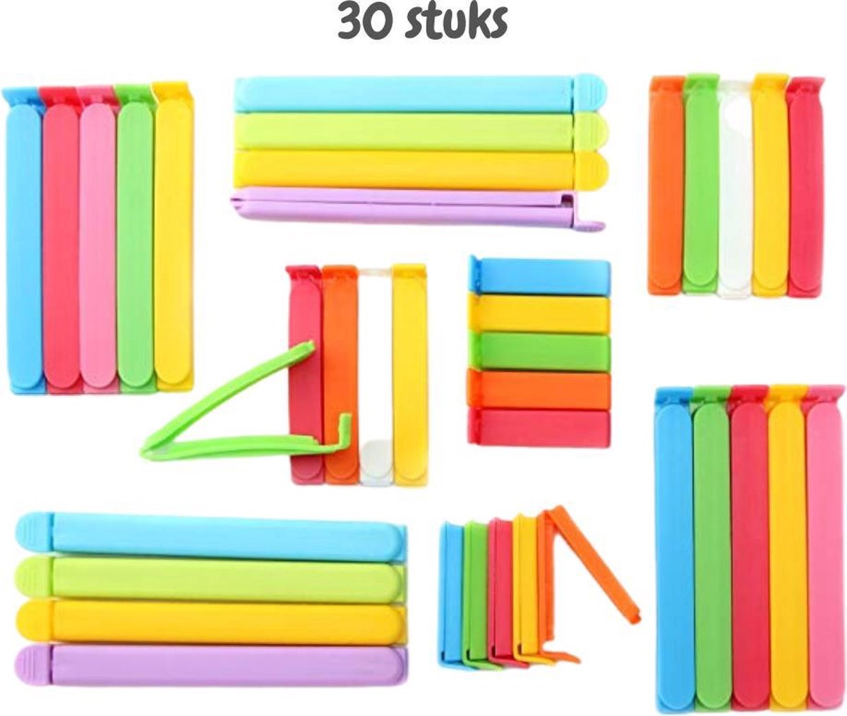  Vershoudclips - 30 Stuks - Vershoud Knijpers - Afsluitclips - Zakklemmen - Zaksluiter - Afsluiter Klemmen
