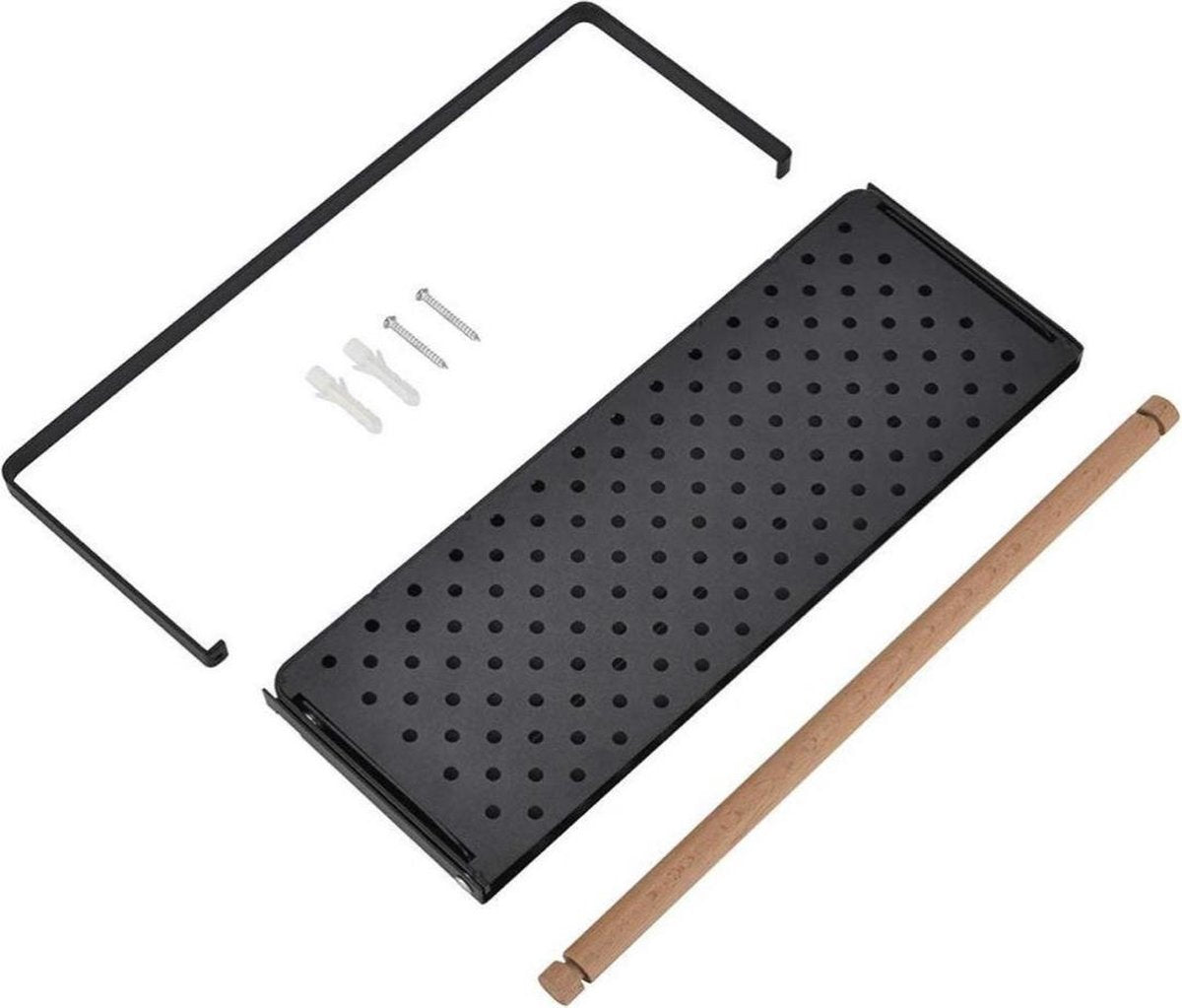Merkloos Kruidenrek Zwart - Multifunctioneel Ophangbaar Keukenrek - Keukenrolhouder Zwart - Multifunctioneel Kruidenrek - Magnetisch Kruidenrek - Keuken Organizer - Koelkast Rek
