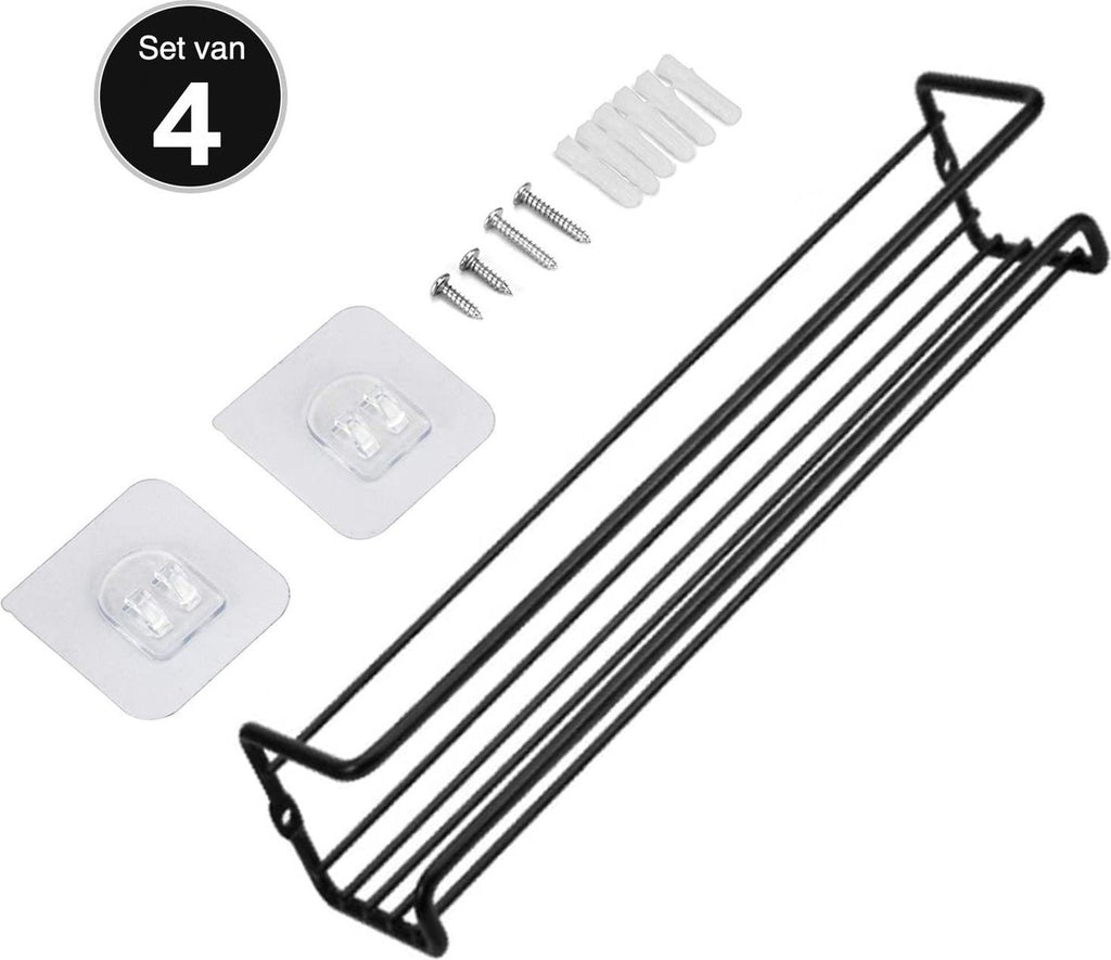  Kruidenrek Ophangbaar Kruidenpotjes Wandrek Organizer Keuken Accessoires - Zwart - Geschikt Voor Bijna Alle Kruidenpotjes