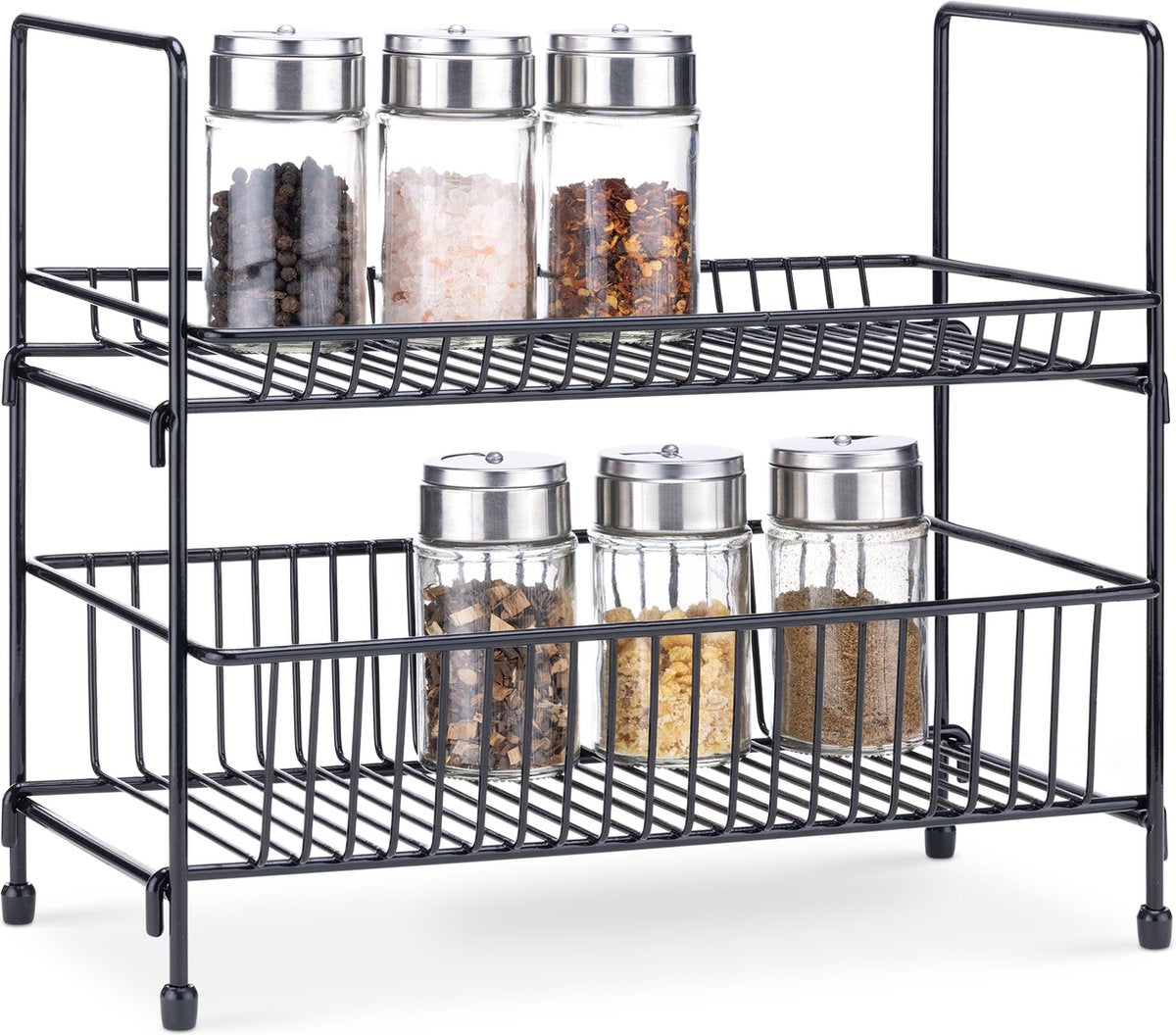  Navaris Stalen Kruidenrekje 2 Etages - Kruidenrek Staand - Rek Voor Kruidenpotjes En Glaasjes - Multifunctionele Organizer Voor Keuken En Badkamer