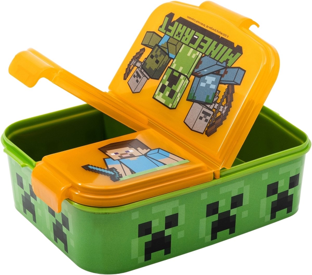 Mickey Mouse Minecraft Broodtrommel 3 Vakjes - 18x13 Cm - Brooddoos - Lunchbox