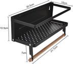 Merkloos Kruidenrek Zwart - Multifunctioneel Ophangbaar Keukenrek - Keukenrolhouder Zwart - Multifunctioneel Kruidenrek - Magnetisch Kruidenrek - Keuken Organizer - Koelkast Rek
