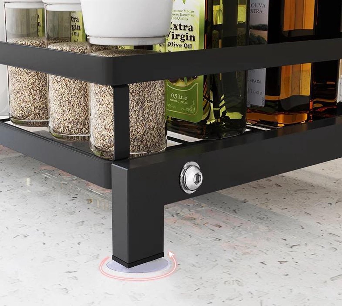 TammaT - Kruidenrek - Kruidenrek Staand - Inklapbare Keukenrek - 3-laags 35x21x56,5CM - Keuken Organizer - Aanrecht Organizer - Keuken Opslag - Roestvrij Staal - Opbergrek - Keuken Organizers - Roestvrij En Krasvrij