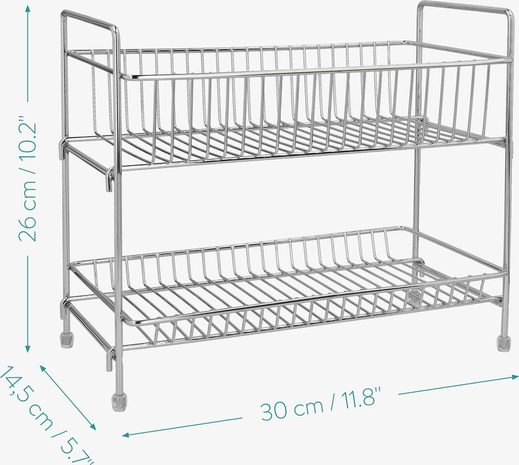  Navaris Stalen Kruidenrekje 2 Laags - Kruidenrek Staand - Rek Voor Kruidenpotjes En Glaasjes - Multifunctionele Organizer Voor Keuken En Badkamer
