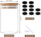  Quality Needz - Voorraadbussen - 250 ML - Glazen Potjes Met Deksel - Kruidenpotjes - 10 Delige Set - BPA-vrij - Gratis Pen &amp; Herschrijfbare Stickers