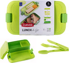  Curver Lunch&amp;Go - Vershouddoos - Lunchbox - Inclusief Bestek - 2/3 Compartimenten - Groen