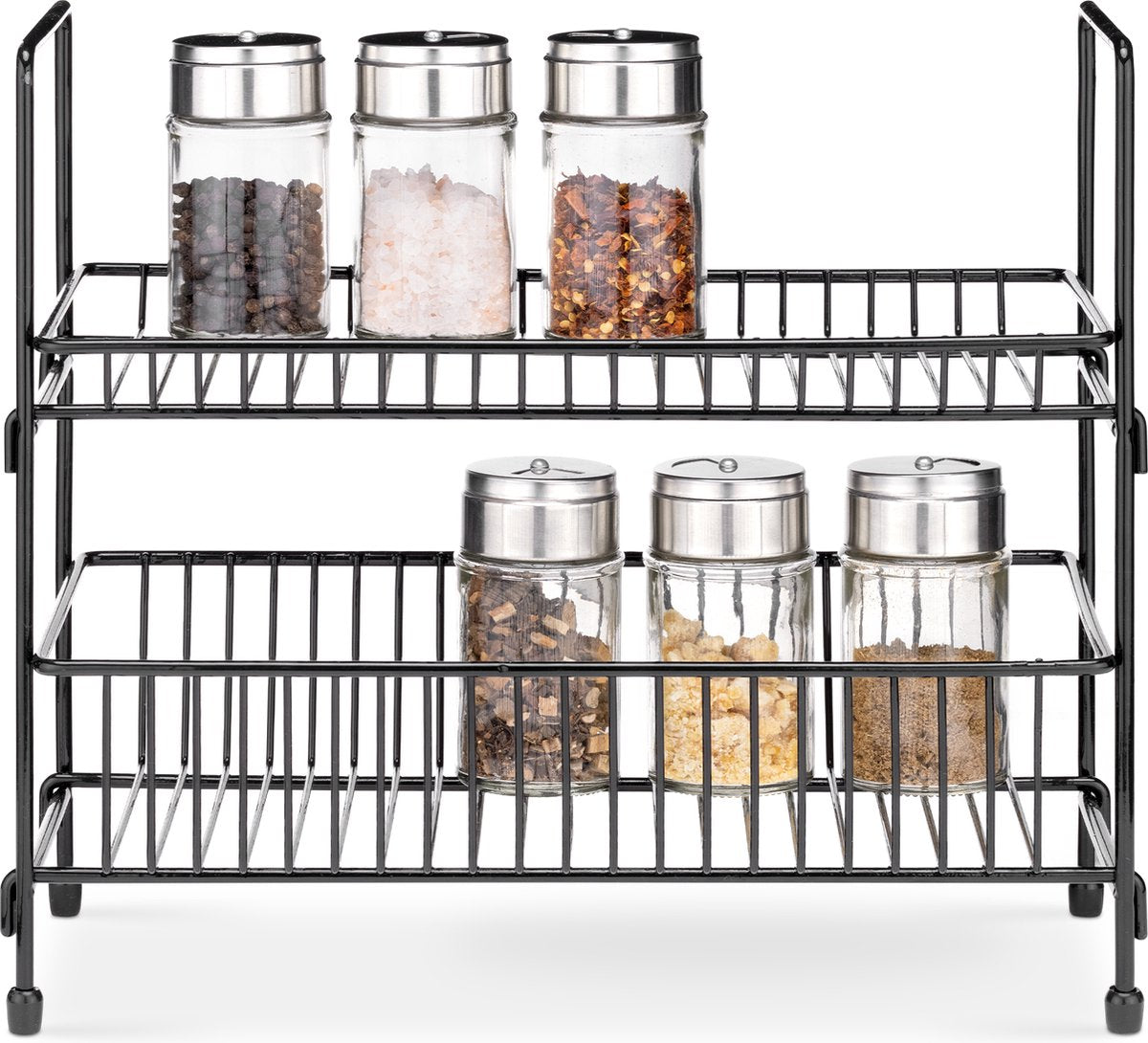  Navaris Stalen Kruidenrekje 2 Etages - Kruidenrek Staand - Rek Voor Kruidenpotjes En Glaasjes - Multifunctionele Organizer Voor Keuken En Badkamer