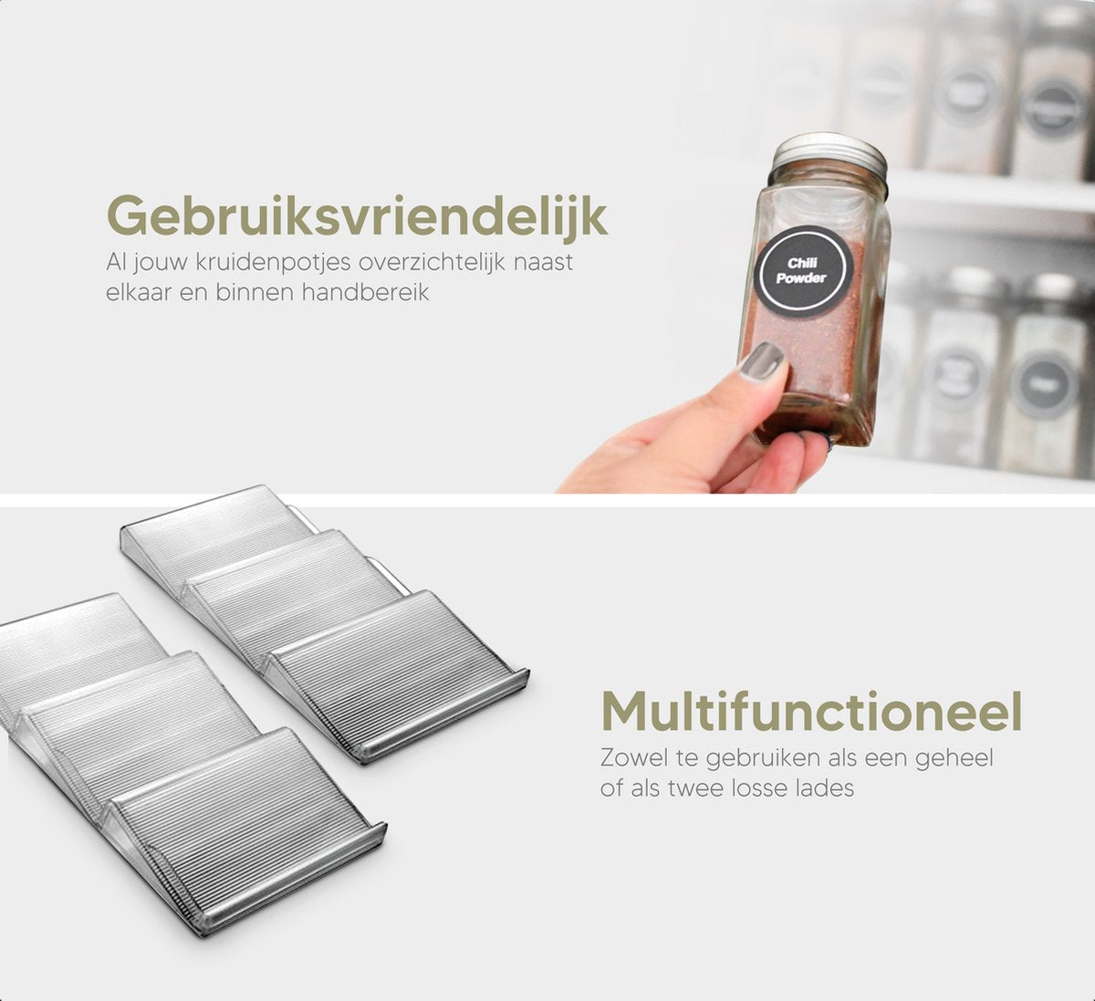  Johannes &amp; Co - 2 Set Kruidenrek Voor Lade - Keuken Organizer - Kruiden Organizer