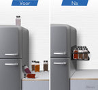  Dieux® - Magnetisch Kruidenrek - Ophangbaar Opbergrek - Keukenrek - Complete Set - Aanrecht Organiser - Badkamerrek - Wandrek - Staal - Zwart - Pasen
