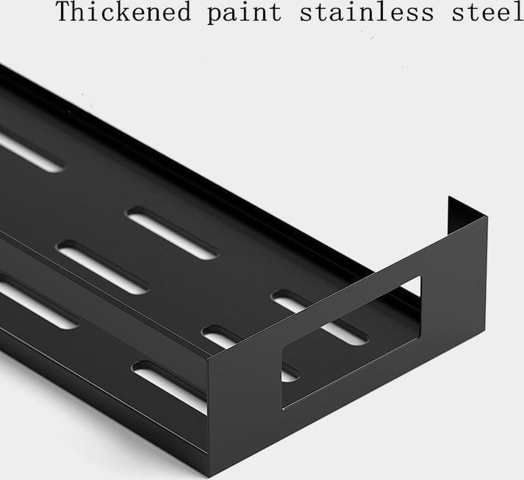 Merkloos Kruidenrek / Opbergrek - RVS - Perforatievrij Aan De Muur Gemonteerd - 50x13x6 Cm - Zwart