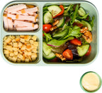  Lock&amp;Lock Lunchbox - Bento Box - Salade Lunchbox - Met 3 Compartimenten - Met Dressing/Saus Bakje - Volwassenen En Kinderen - To Go - Lekvrij - BPA Vrij - 980 Ml - Groen