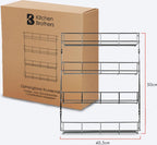  KitchenBrothers Ophangbaar Kruidenrek Voor 32 Kruidenpotjes - Spice Rack – Keuken Rek - Kruiden Organizer - Specerijen Opbergen - 4 Laags - 40 X 6.3 X 50 Cm - RVS