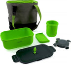  Homra Lunchset In Tas BREAQ Green - Broodtrommel - Yoghurtbeker - Koeltas - Lunch To Go - Duurzaam Kunststof - BPA Vrij - Lunchtrommel - Magnetron, Diepvries, Vaatwasser Bestendig - Grijs Met Groen - Picknick - Kantoor - School - Vers Houden