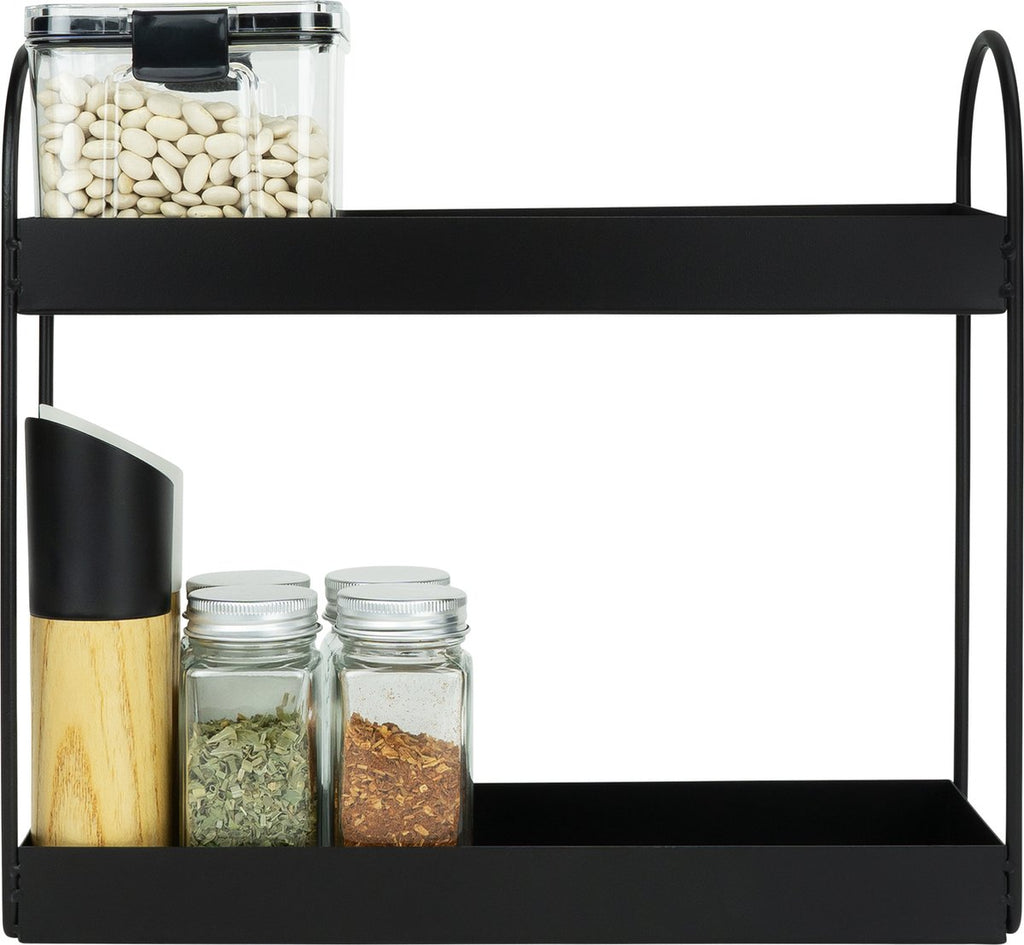  QUVIO Kruidenrek Staand - Keukenrek - Kruidencarrousel - Aanrecht Organizer -Keuken Organizer - Opbergrek - Metaal - 10 X 32 X 29 Cm - Zwart