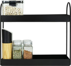  QUVIO Kruidenrek Staand - Keukenrek - Kruidencarrousel - Aanrecht Organizer -Keuken Organizer - Opbergrek - Metaal - 10 X 32 X 29 Cm - Zwart