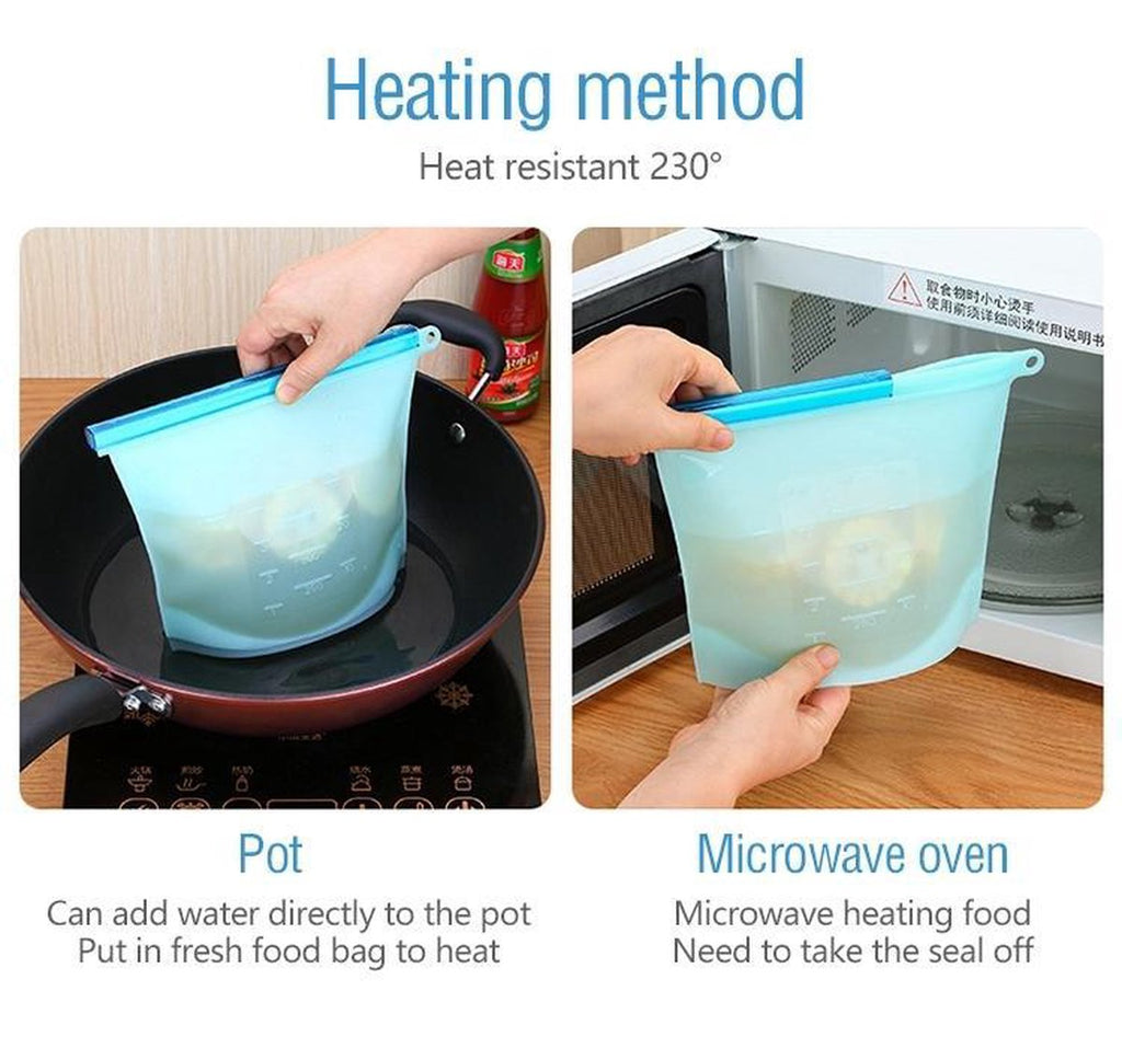 Merkloos Vershoudzakken Food Savers - Diepvrieszakken Vrieszakken Invrieszakken - Duurzaam Voedsel Bewaren - Siliconen - Herbruikbaar - Bewaarzakken - Lekvrij - BPA Vrij - Foodsavers - Fresh Bags - 3+1 Gratis