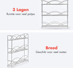  KitchenBrothers Kruidenrek - Staand - Voor 21 Potjes - 3 Laags - Chroom