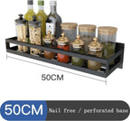 Merkloos Kruidenrek / Opbergrek - RVS - Perforatievrij Aan De Muur Gemonteerd - 50x13x6 Cm - Zwart