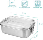  Navaris RVS Broodtrommel Met Verdeler - Meal Prep Bakje - Vershouddoos - Lunchbox - 17 X 13 X 6 Cm - Inhoud 0,8 Liter - Vaatwasbestendig