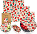  Bijenwas Wraps (Bijenwas Doek) - "rode Aardbei" Set Van 3 - 1S, 1M, 1L - Beeswax Wraps - Herbruikbaar Boterhamzakje - Bee Wrap - Beewax - Bijenwasdoek - Zero Waste - Duurzaam Cadeau