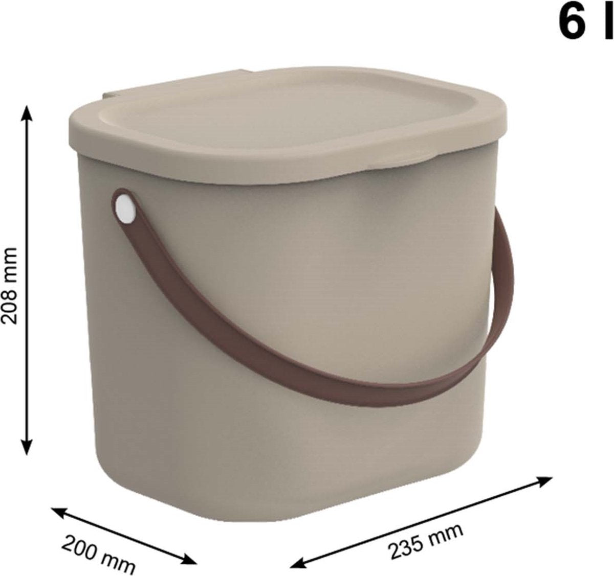  Rotho - Opbergcontainer / Voorraadbus Met Deksel 6L - Gerecycleerd Plastic BPA Vrij - Cappuccino