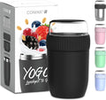  Coninx Thermos Lunchbox - Muesli Beker To Go - Isoleer Lunchpot - Yoghurtbeker To Go - Mueslibeker 840ml (600ml+240ml) - RVS / Zwart