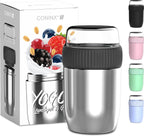  Coninx Thermos Lunchbox - Muesli Beker To Go - Isoleer Lunchpot - Yoghurtbeker To Go - Mueslibeker 840ml (600ml+240ml) - RVS