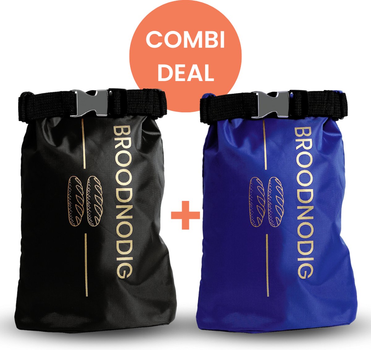  BROODNODIG® - 2PACK Herbruikbare Boterhamzak - Van 100% Gerecyclede PET-flessen - Ideaal Als Diepvrieszakjes - Lunchzak - Herbruikbaar Boterhamzakje - Foodwrap - Lunchbox - 30x20cm - Blauw &amp; Zwart