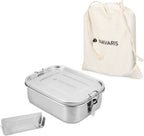  Navaris RVS Broodtrommel Met Verdeler - Meal Prep Bakje - Vershouddoos - Lunchbox - 17 X 13 X 6 Cm - Inhoud 0,8 Liter - Vaatwasbestendig