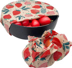  Bijenwas Wraps (Bijenwas Doek) - "rode Aardbei" Set Van 3 - 1S, 1M, 1L - Beeswax Wraps - Herbruikbaar Boterhamzakje - Bee Wrap - Beewax - Bijenwasdoek - Zero Waste - Duurzaam Cadeau