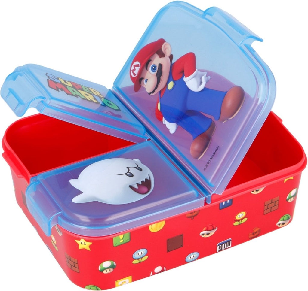 Mickey Mouse Super Mario Broodtrommel 3 Vakjes - 18x13 Cm - Brooddoos - Lunchbox