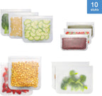  Siliconen Vershoudzakken | Diepvrieszakken | Set Van 10 | Duurzaam | Herbruikbaar Boterhamzakje | Mealprep