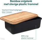  Gadgy Broodtrommel Met Bamboe Deksel – Brooddoos Met Snijplank - 36x19.5x11.5 Cm- Zwart