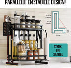  TammaT - Kruidenrek - Kruidenrek Staand - Inklapbare Keukenrek - 3-laags 35x21x56,5CM - Keuken Organizer - Aanrecht Organizer - Keuken Opslag - Roestvrij Staal - Opbergrek - Keuken Organizers - Roestvrij En Krasvrij