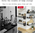Merkloos Kruidenrek / Opbergrek - RVS - Perforatievrij Aan De Muur Gemonteerd - 50x13x6 Cm - Zwart