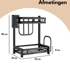  Pazzo Goods - Keuken Organizer - Keukenrek - Zwart - Metaal - 2 Laags - Multifunctioneel - Zwart -