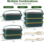  Lunchbox, Bento Box Voor Volwassenen Kinderen, Kinderlunchbox Met Compartimenten, 3-laags Lekvrije Bento-lunchbox Met Vork, Lepel, Geschikt Voor Lunchbox Voor Werk, Kantoor, School (2,25L Groen)