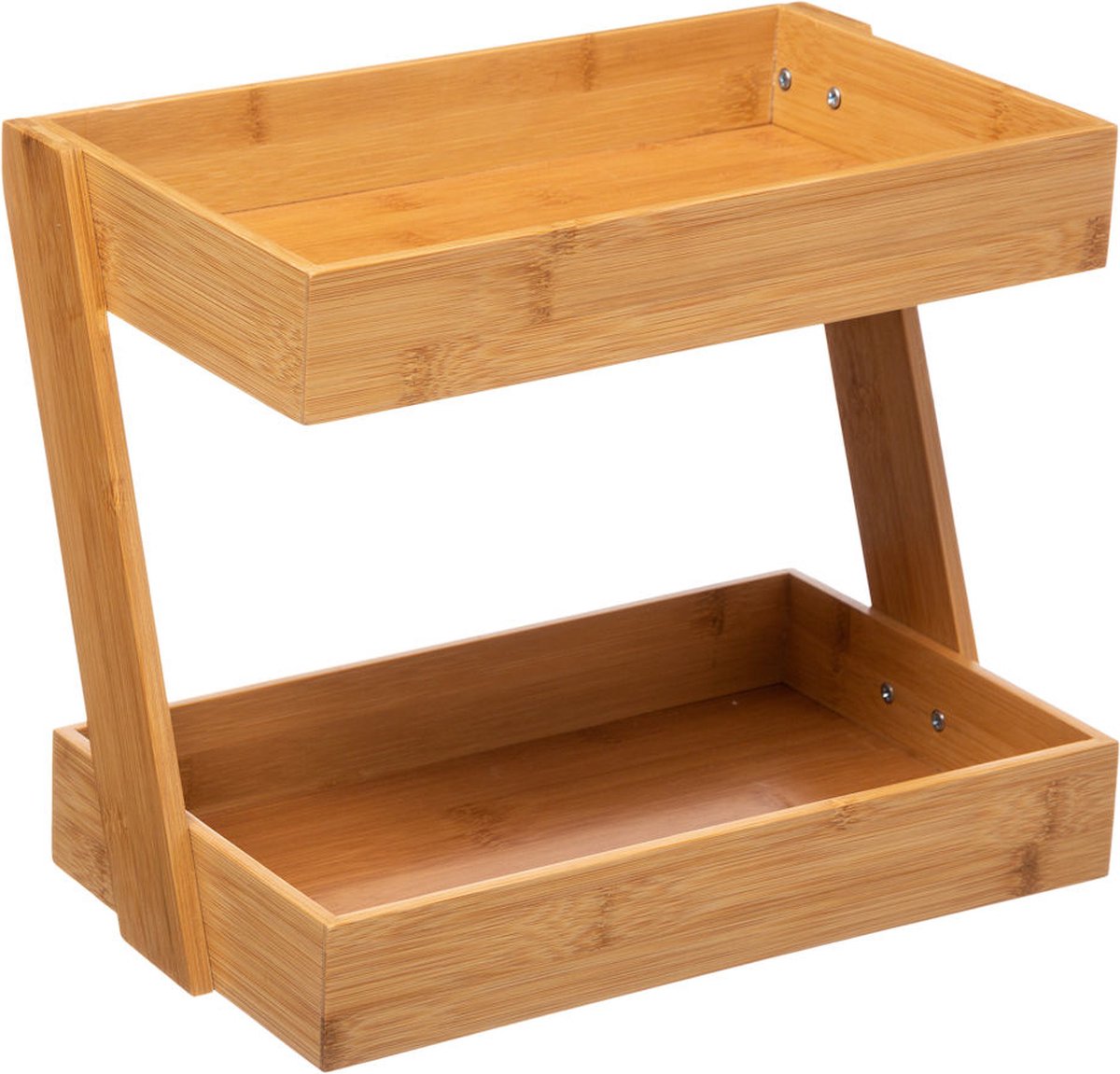 Merkloos Decopatent® 2 Laags Keuken Opbergrek - Staand Rek 2 Etages - Keukenrek - Bamboe Hout - Etagere Rek - Kruidenrek - Keuken Organizer