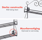  KitchenBrothers Kruidenrek - Staand En Ophangbaar - Voor 21 Potjes - 3 Laags - Metaal