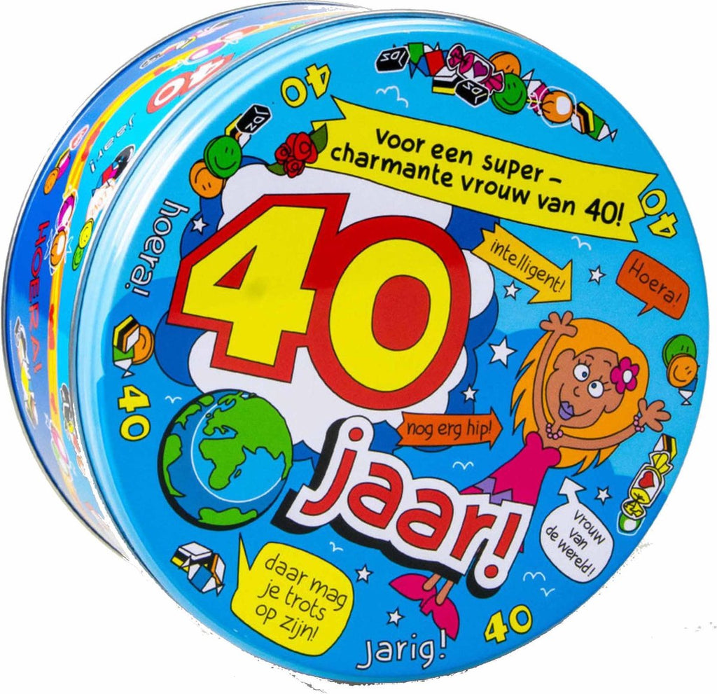  40 Jaar Snoeptrommel/voorraadtrommel Voor Vrouw 14 X 7,5 Cm - 40e Verjaardag - 40e Verjaardag Cadeau / Versiering