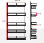  Soome Viljo - Kruidenrek Ophangbaar - Keukenrek - Wandrek - Keuken Organizer - 5 Laags - Verstelbaar - Staal - Zwart - H85xB42.5cm